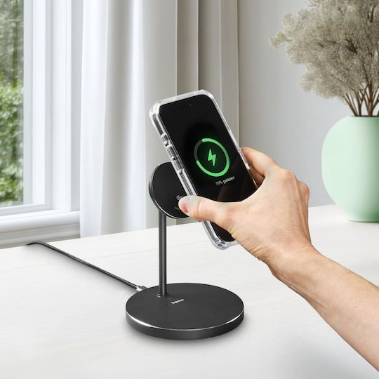 HAMA Аσύρματο Зарядно Устройство Qi2 с USB-C Изходен Порт 15W Черно (00201737)