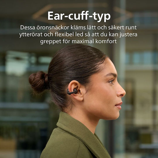 Philips TAQ2000 Open Ear Bluetooth Handsfree Ακουστικά με Αντοχή στον Ιδρώτα και Θήκη Φόρτισης Μαύρα