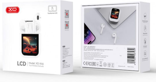 XO X46 Earbud Bluetooth Handsfree Ακουστικά με Θήκη Φόρτισης Λευκά