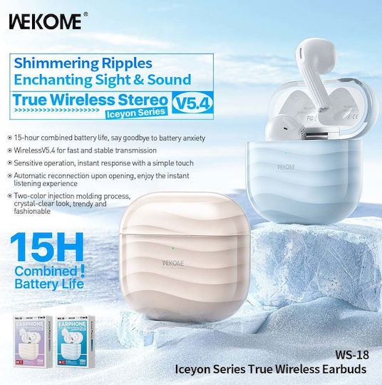 WK WS-18 Earbud Bluetooth Handsfree Headphones with Charging Case Blue