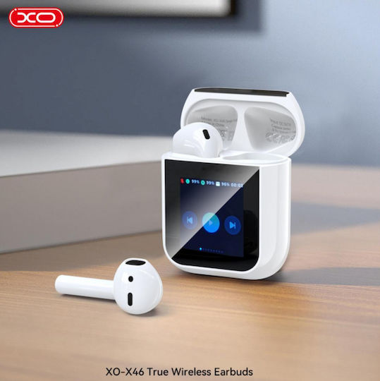 XO X46 Earbud Bluetooth Handsfree Ακουστικά με Θήκη Φόρτισης Λευκά