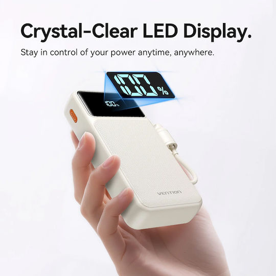 Vention XGY40 Power Bank 20000mAh 22.5W with USB-A Port and USB-C Port Blue