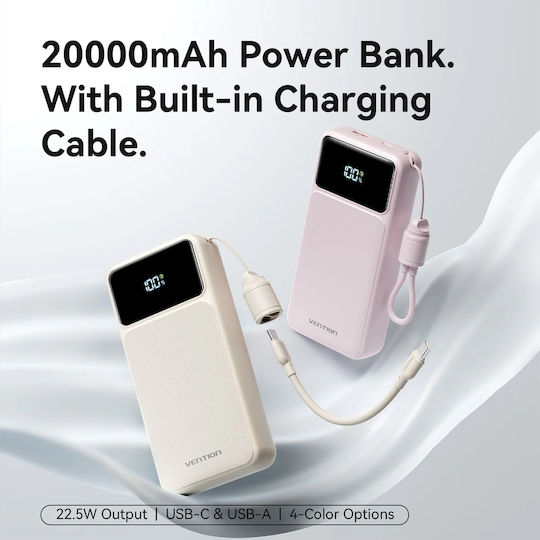 Vention XGY40 Power Bank 20000mAh 22.5W with USB-A Port and USB-C Port Blue