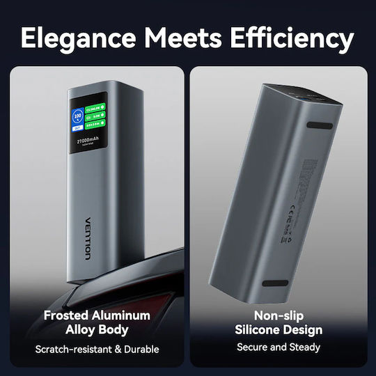 Vention FKE Power Bank 27000mAh 140W with USB-A Output Port and 2 USB-C Output Ports Power Delivery Quick Charge 3.0 Grey