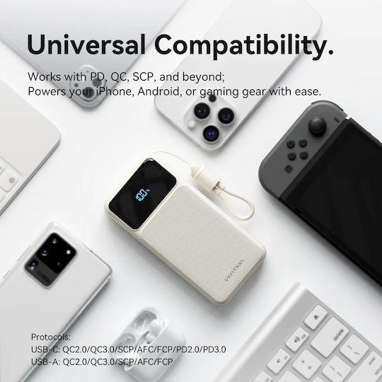 Vention XGY40 Външна Батерия 20000mAh 22.5W с USB-A Порт и USB-C Порт Черна