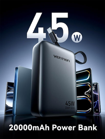 Vention FHG Power Bank 20000mAh 45W With USB-A Output Port And USB-C Output Port Power Delivery PPS Grey