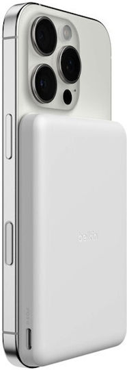 Belkin BoostCharge Slim Magnetic MagSafe Power Bank 5000mAh με Θύρα USB-C Λευκό
