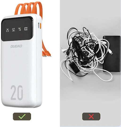 Dudao K6Pro + Power Bank 20000mAh Λευκό
