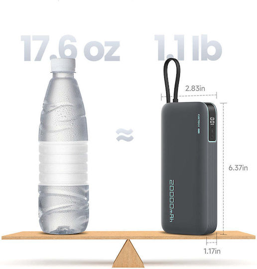 Cuktech CUKP200NGLLG Power Bank 20000mAh 55W with USB-A Port and USB-C Port White