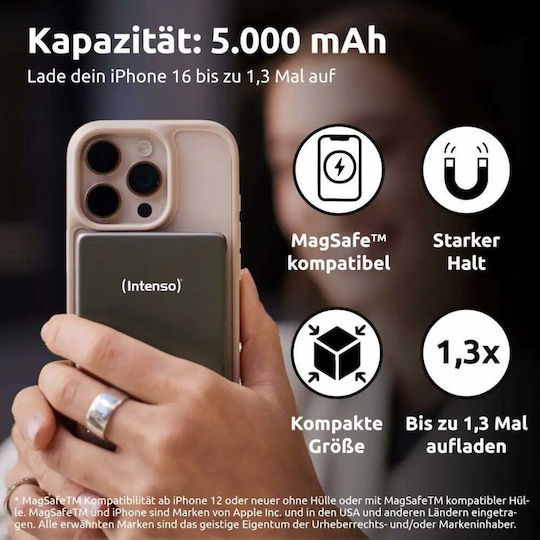 Intenso Mw MagSafe Power Bank 5000mAh 50W With USB-C Output Port Grey