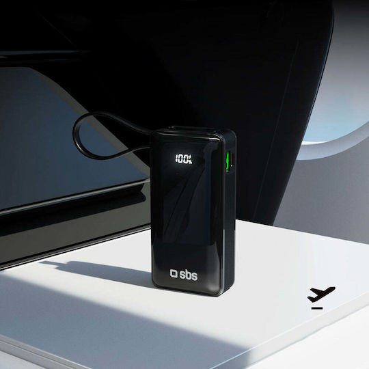 SBS Power Bank 10000mAh 22.5W με Θύρα USB-A και Θύρα USB-C Power Delivery Μαύρο