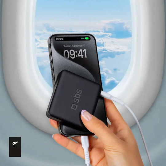 SBS NanoTube Power Bank 5000mAh 10W με Θύρα USB-C Power Delivery Μαύρο