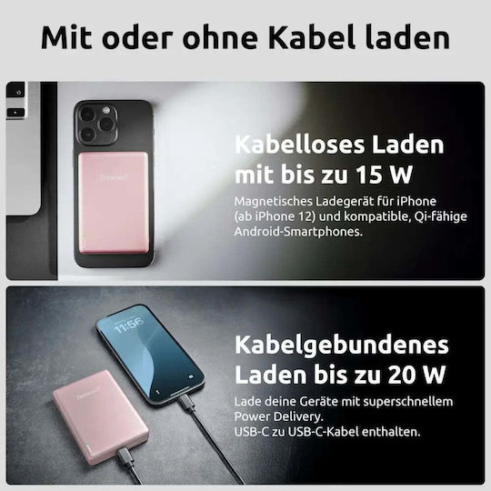 Intenso Mw MagSafe Power Bank 10000mAh mit USB-C Ausgangsanschlüssen Rosa