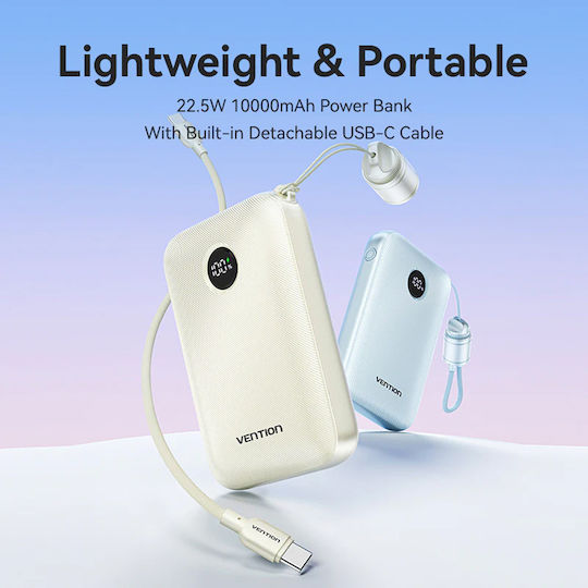 Vention Power Bank 10000mAh 22.5W с USB-A порт и USB-C порт Розов