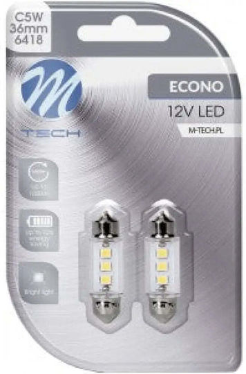 M-Tech Λάμπες Αυτοκινήτου C10W / C5W LED 6000K Ψυχρό Λευκό 12V 0.38W 2τμχ