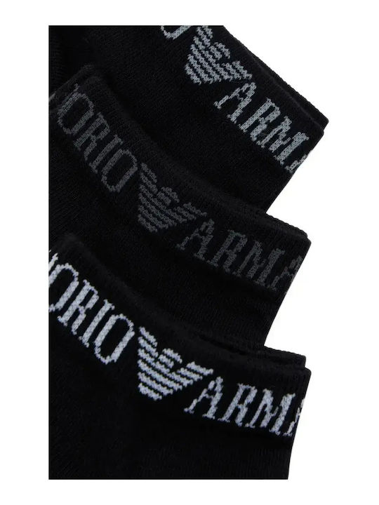 Emporio Armani Ανδρικές Κάλτσες Σοσόνια Extended Logo 3 Ζεύγη Μαύρο