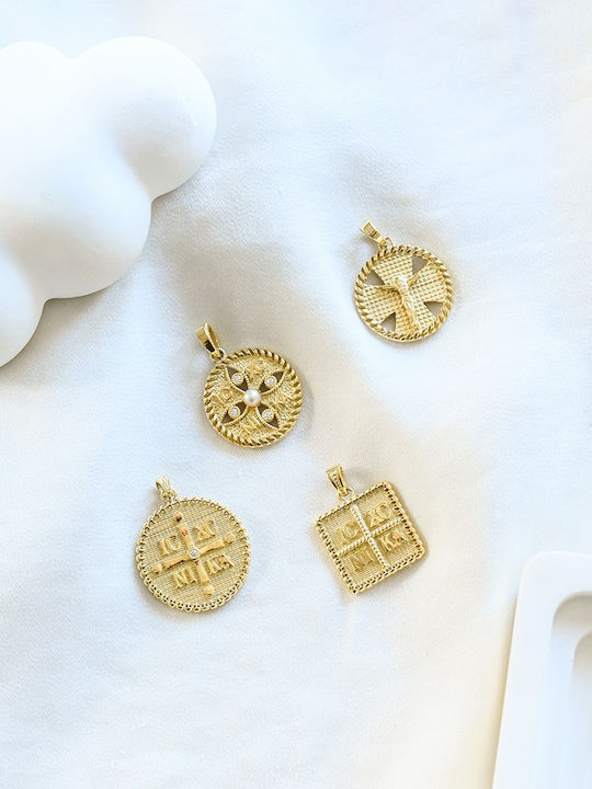 Pendant Kids Charm Double Sided with Chain Constantine Coin Gold 14K 52RK7760-P