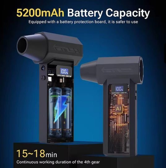 Turbo Wireless Compressed Air Cleaning Gun 130000rpm Led Screen Rechargeable 5 Nozzles 14-2308