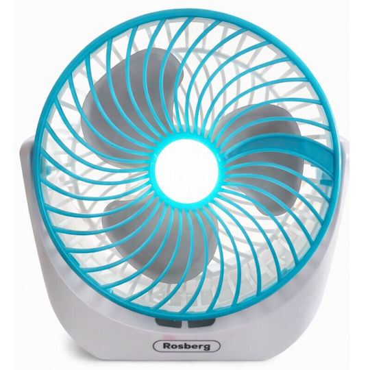 Настолен Вентилатор Rosberg R51760s 5 W 16 Cm 180 Минути Работа 3 Скорости Осветление Бял Син