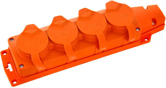 Rubber Base 4-socket Contact Ip44 Orange Horoz