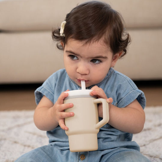 Infantino Children's Cup with Handle and Straw Silicone Beige 260ml