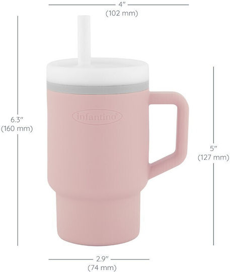 Infantino Baby Cup with Handle and Straw Silicone Pink 260ml