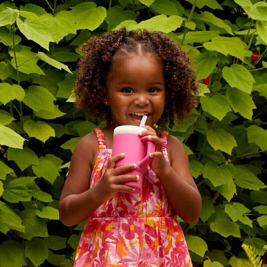 Infantino Toddler Cup with Handle and Straw Made of Pink Silicone 260ml