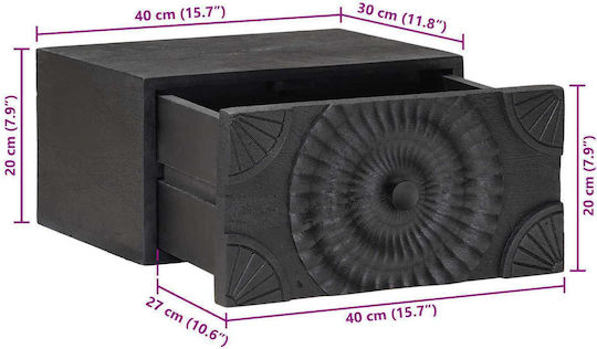 Κομοδίνο Ξύλινο Μαύρο 40x30x20cm