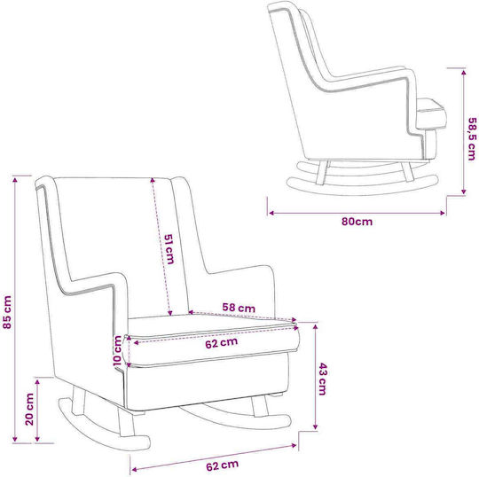 Schaukelnder Sessel Dunkelgrau 62x80x85cm