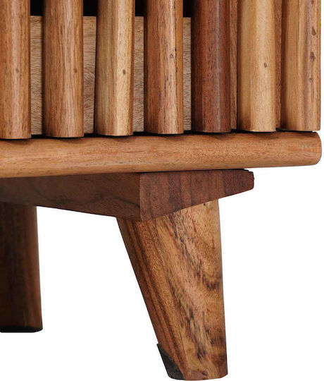 Bedside Table Made of Solid Wood and Glass Beige 40x30x45cm