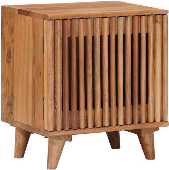 Bedside Table Made of Solid Wood and Glass Beige 40x30x45cm