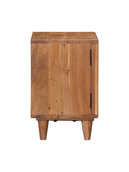 Κομοδίνο από Μασίφ Ξύλο και Γυαλί Μπεζ 40x30x45cm