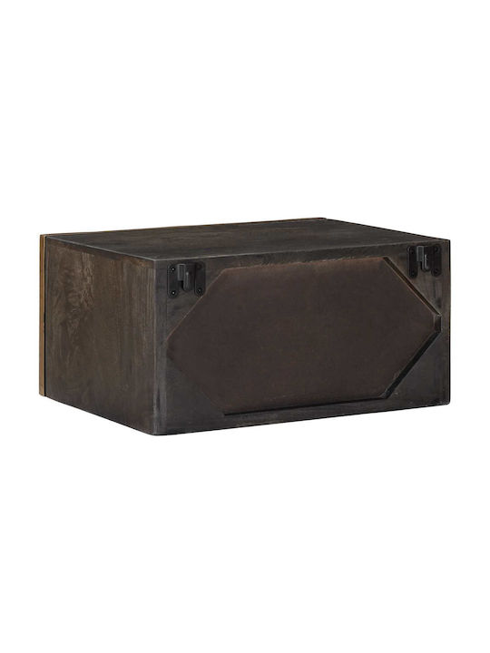 Wooden Bedside Table with Bronze Metal Legs 40x30x20cm