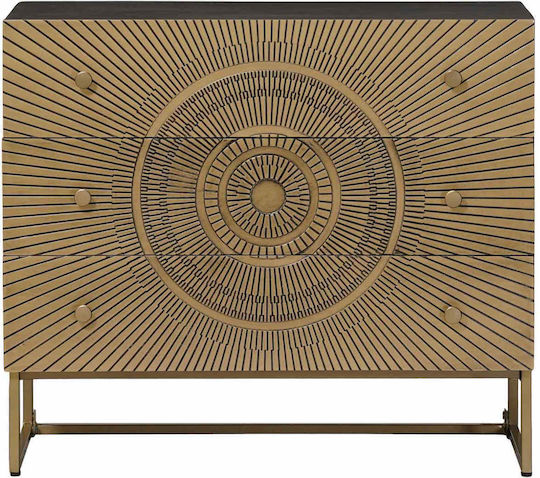 Sideboard Cabinet from Wood & Metal with Drawers Brass 75x30x65cm