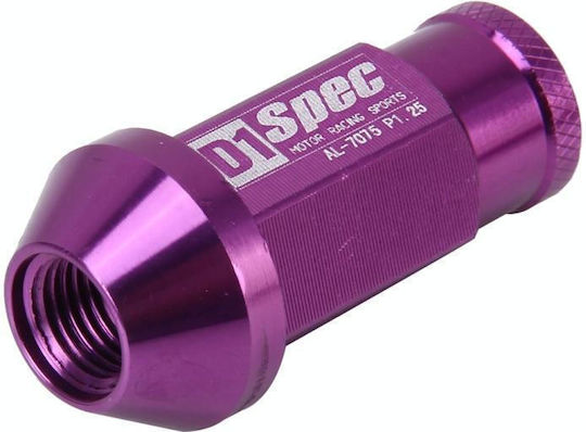 D1 Spec P1.5 M12x1.25 Racing Παξιμάδι Τροχού Μήκος 50mm Μωβ