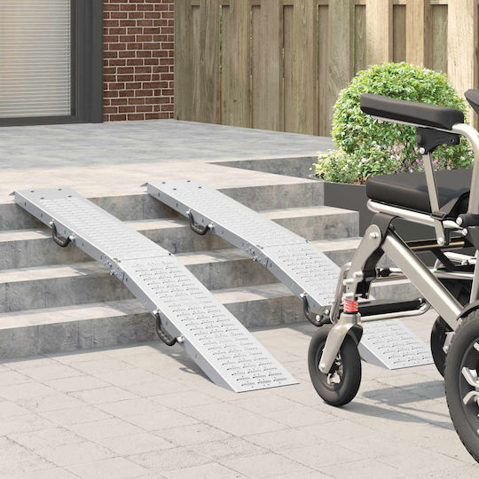 Vidaxl Loading Ramp 2 Pieces Silver 166 x 22.5 x 4.5 cm