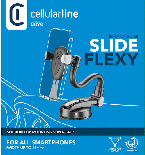 Cellular Line Поставка за Мобилен Телефон за Кола с регулируеми куки Черна