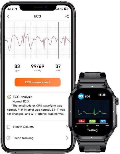 Smartwatch Et281 Πολλαπλών Δεικτών Υγείας Mαύρο Unitek