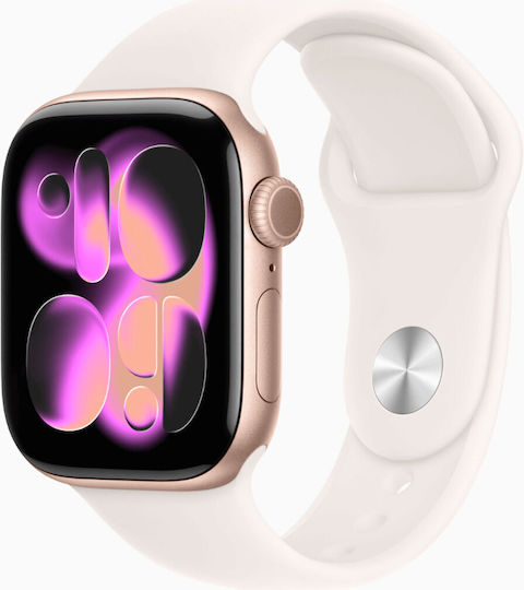Apple Watch Series 11 Titan 42mm Wasserdicht mit eSIM und Pulsmesser (Gold Titanium Case with Light Blush Sport Band - M/L)