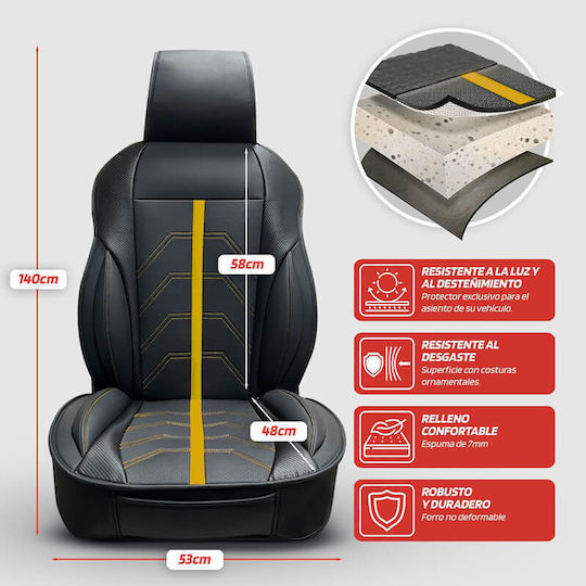 Swiss Drive Potenza Car Seat Single Seat Cover Fabric Leatherette Black Yellow Ptnzylw 1 Piece
