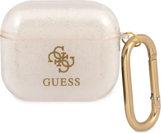 Guess Glitter Collection Silicone Case with Keychain Gold for Apple AirPods 3