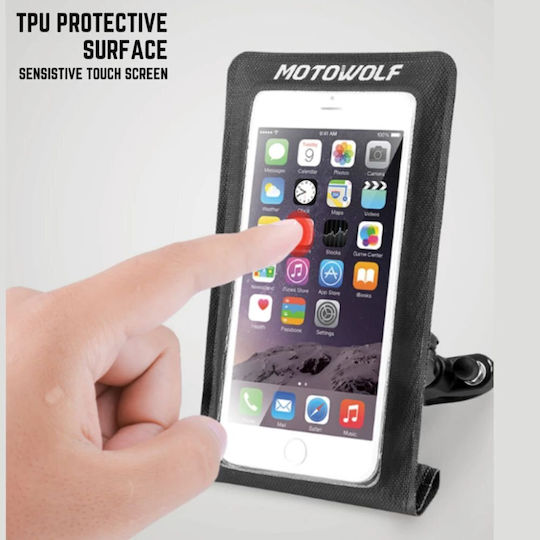 Motowolf Motorcycle Phone Mount with Waterproof Case 4-6.5" for Steering Wheel