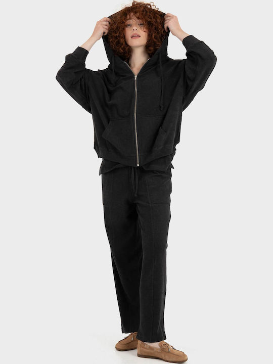 Sweatshirt & Hoodie für Damen mit Kapuze Washed Schwarz
