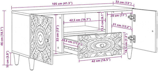 Έπιπλο Τηλεόρασης από Μέταλλο & Ξύλο Καφέ Μ105xΠ33.5xΥ46cm