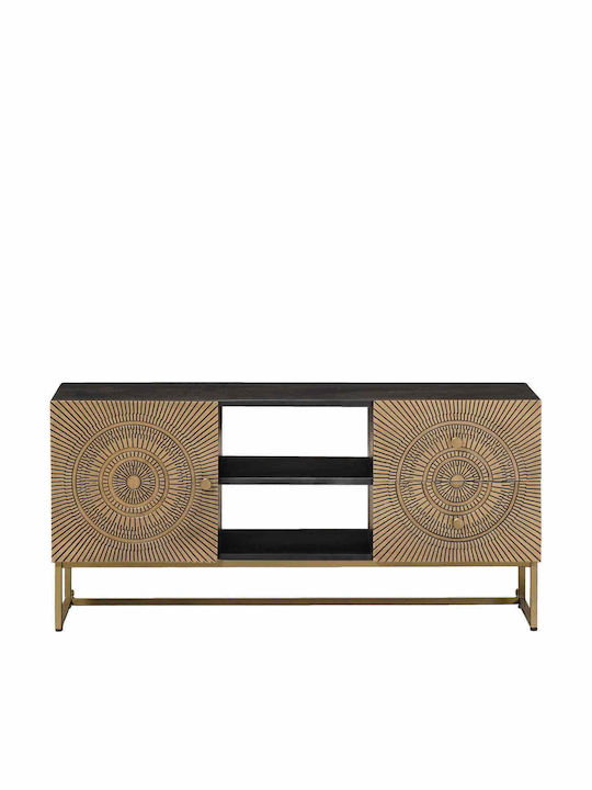 TV-Ständer aus Metall & Holz Messing M105xT30xH50cm