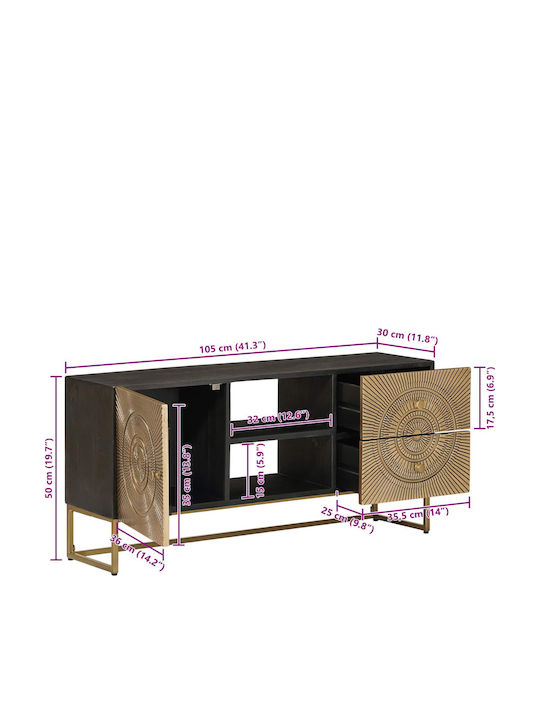 TV-Ständer aus Metall & Holz Messing M105xT30xH50cm