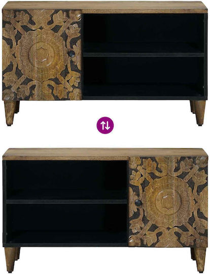 TV Stand Metal & Wood Brown L80xW31.5xH46cm