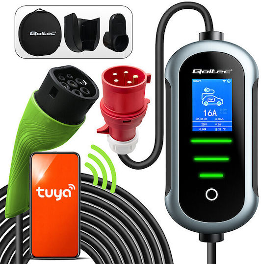 Qoltec Portable Three-Phase 11kW Charging Station with Built-in Cable Type 2 (52436)