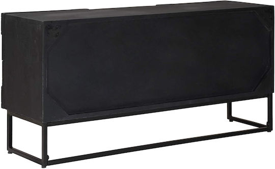 TV Stand Metal & Wood Black L105xW30xH54cm