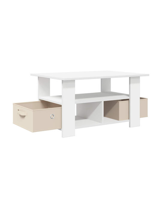 vidaXL Rechteckiger Beistelltisch Aus Holz Mit Schubladen Weiß M77xP55xH42cm